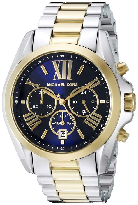 michael michael kors men's stainless steel leather strap watch 44mm|Michael Kors men's leather watch.